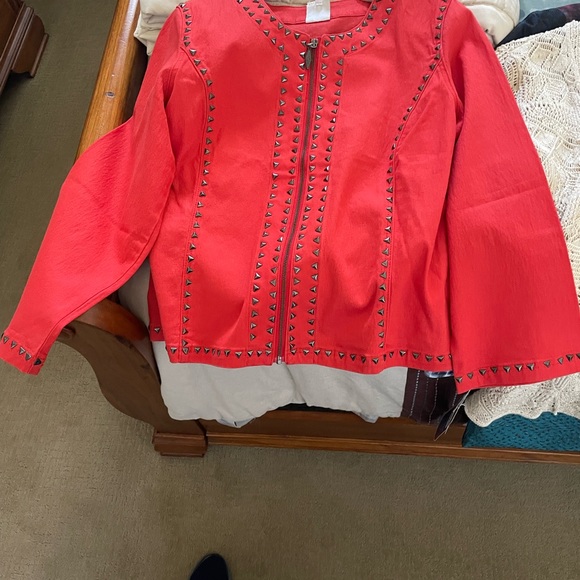 Diane Gilman Beautiful Orange Denim Jacket Stud Design Size 1X NWT - Picture 13 of 13